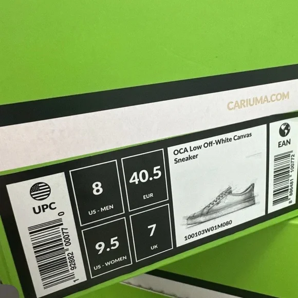 Cariuma OCA Sneakers Womens 9.5 Men’s 8 Off White Low Canvas Shoes New - Picture 7 of 7